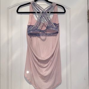 Pink and Grey Lululemon Tank Top with Sports Bra